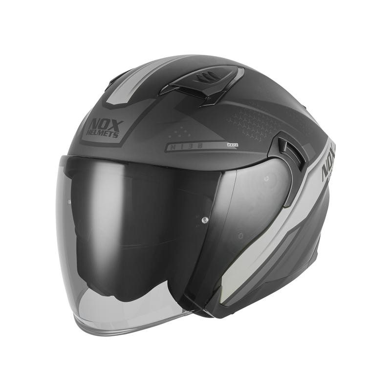 Nox Kask Otwarty Jet N130 Ekto Czarny Srebrny
