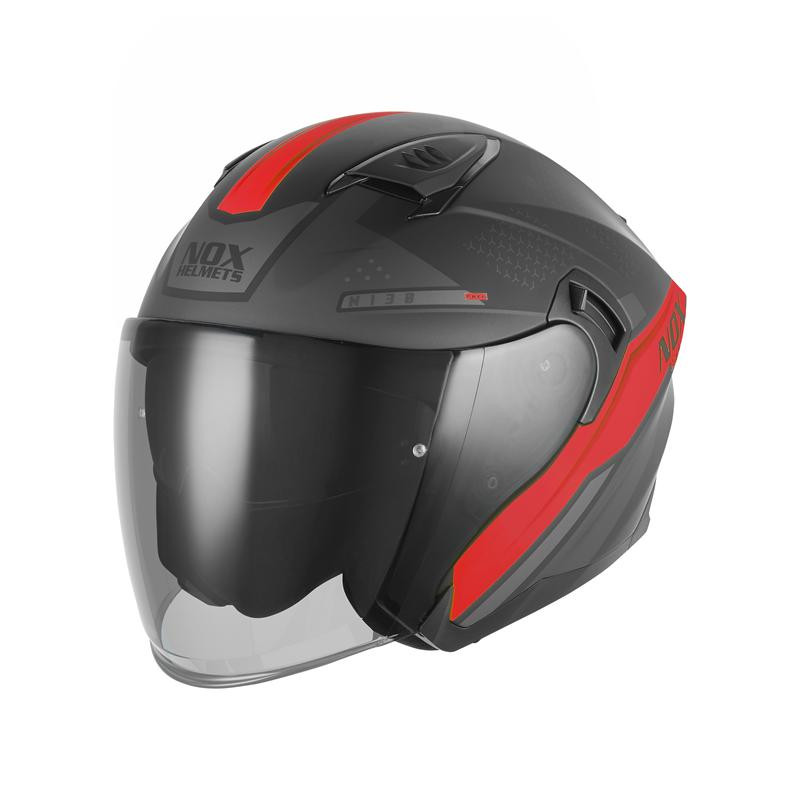 Nox Kask Otwarty Jet N130 Ekto Czarny czerwony