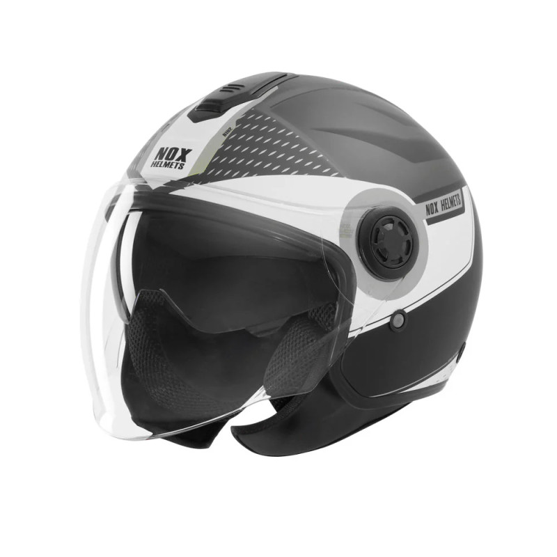 Nox Kask Otwarty Jet N182 Round Czarny srebrny