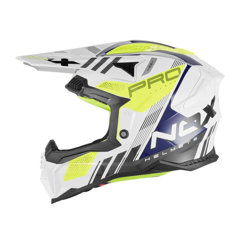 Nox Kask Cross Off road N634 Storm Biały Niebieski Żółty