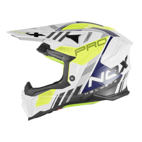 Nox Kask Cross Off road N634 Storm Biały Niebieski Żółty