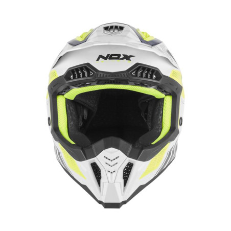 Nox Kask Cross Off road N634 Storm Biały Niebieski Żółty
