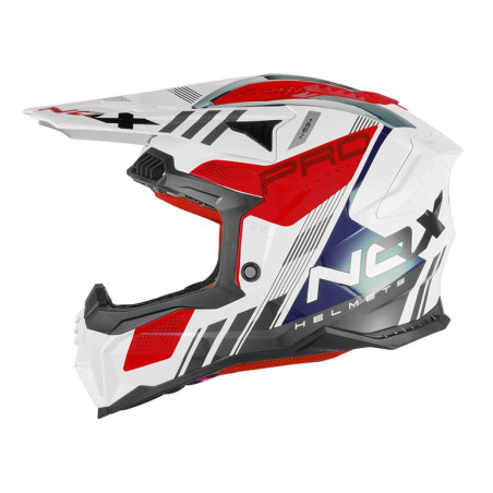 Nox Kask Cross Off road N634 Storm Biały Niebieski Czerwony