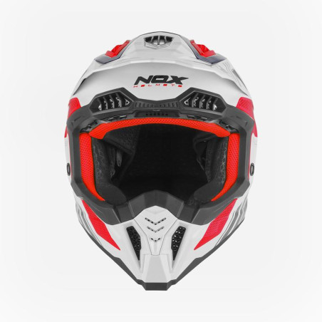 Nox Kask Cross Off road N634 Storm Biały Niebieski Czerwony