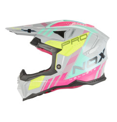 Nox Kask Cross Off road N634 Storm Szary Różowy Żółty