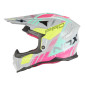 Nox Kask Cross Off road N634 Storm Szary Różowy Żółty