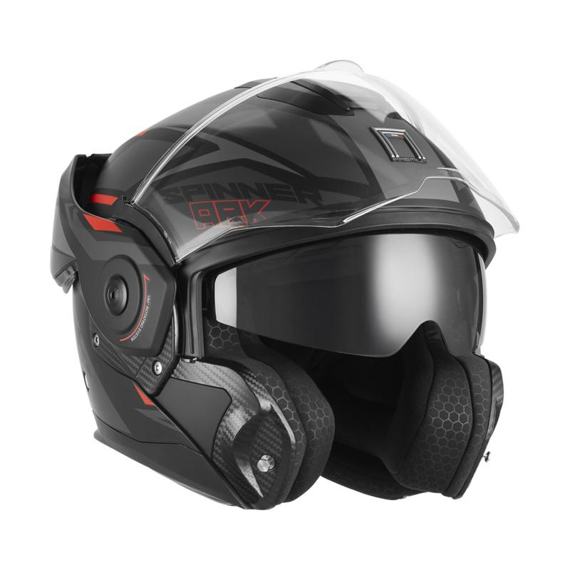 Nox Premium Kask Szczękowy Flip-Up Spinner Ark Czarny Mat Czerwony