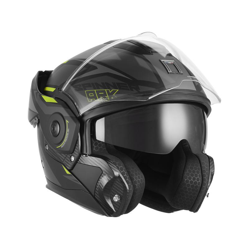 Nox Premium Kask Szczękowy Flip-Up Spinner Ark Czarny Mat Żółty