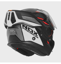 Nox Premium Kask Szczękowy Flip-Up Spinner Ark Czarny Biały Czerwony
