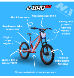 NAI e-BRO 20 motocykl elektryczny dla dzieci czarny Model 2026