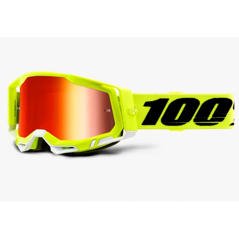 100% procent gogle RACECRAFT 2 Yellow żółte Czerwone lustro