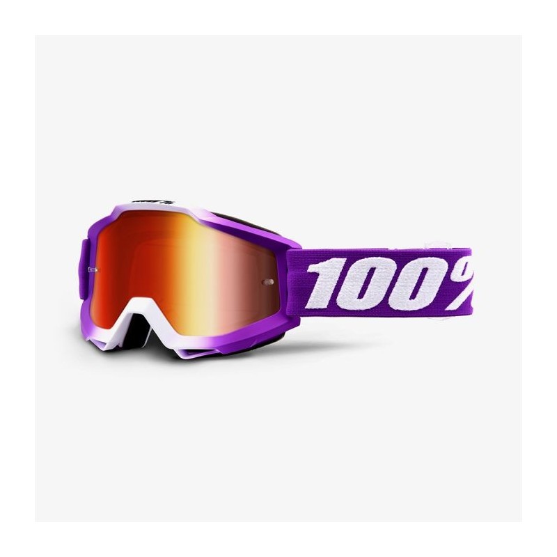 100% Gogle  Accuri Framboise Kolor Fioletowy/Biały Szybka Czerwone Lustro (Dodatkowa Przeźroczysta Szybka)