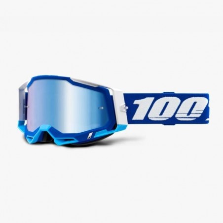 100% Fa20 Racecraft 2 Goggle Blue - Mirror Blue Lens Gogle Kolor Niebieski/Biały Szybka Niebieskie Lustro
