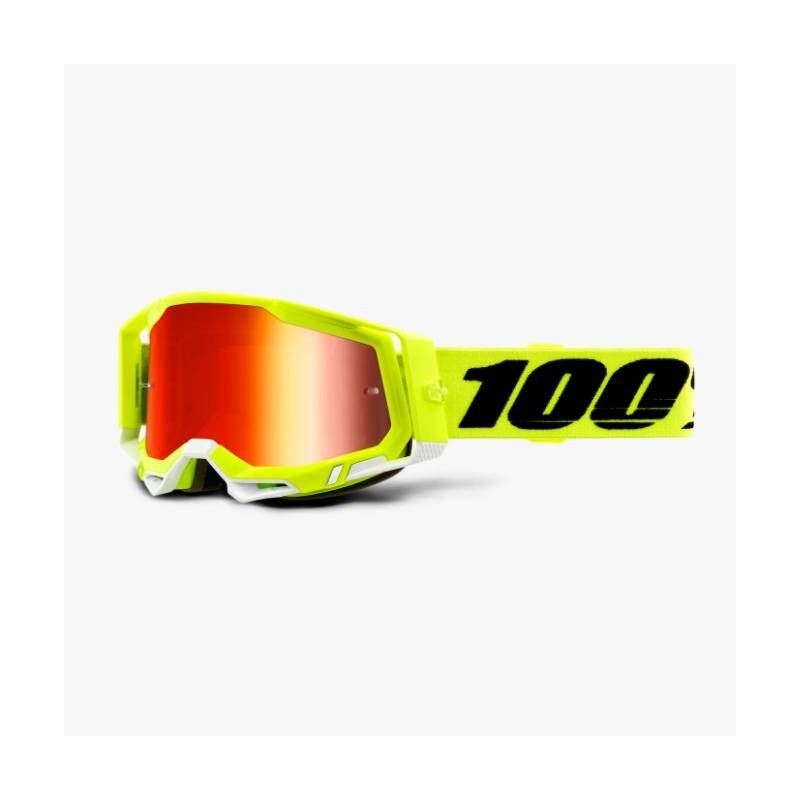100% Fa20 Racecraft 2 Goggle Yellow - Mirror Red Lens Gogle Racecraft 2 Kolor Żółty Fluo Szybka Czerwone Lustro