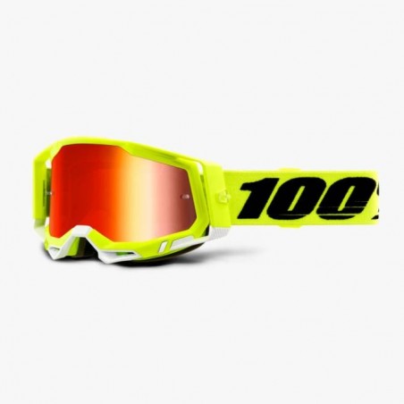100% Fa20 Racecraft 2 Goggle Yellow - Mirror Red Lens Gogle Racecraft 2 Kolor Żółty Fluo Szybka Czerwone Lustro