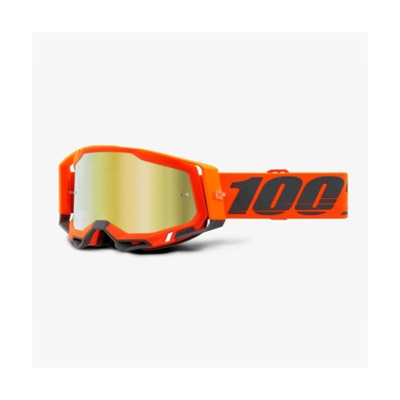 100% Fa20 Racecraft 2 Goggle Kerv - Mirror Gold Lens Gogle Racecraft 2 Kolor PomarańCzowy Fluo Szybka Czerwone Lustro