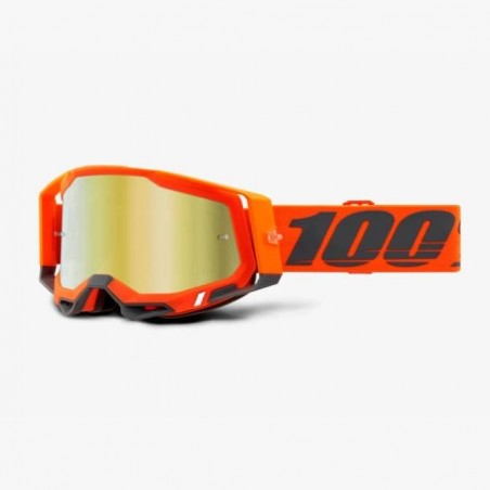 100% Fa20 Racecraft 2 Goggle Kerv - Mirror Gold Lens Gogle Racecraft 2 Kolor PomarańCzowy Fluo Szybka Czerwone Lustro