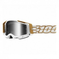 100% Racecraft 2 Goggle Mayfair - Mirror Silver Lens - Gogle Racecraft 2 Kolor Biały/Złoty Szybka Srebrne Lustro