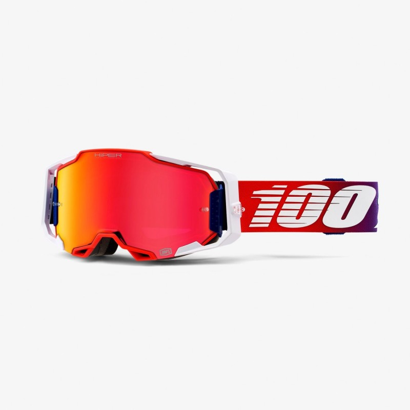 100% Gogle Armega Factory - Hiper Red Lens - Gogle Armega Kolor Czerwony/Biały/Fioletowy Szybka Czerwona