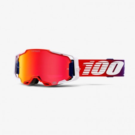 100% Gogle Armega Factory - Hiper Red Lens - Gogle Armega Kolor Czerwony/Biały/Fioletowy Szybka Czerwona
