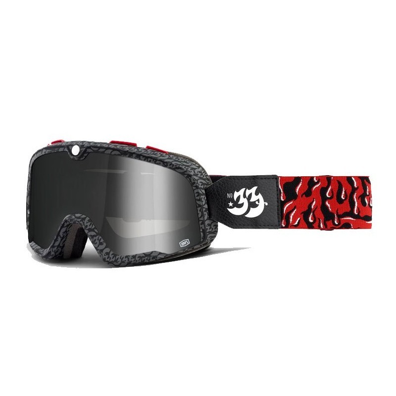 100% Fa20 Barstow Goggle House Ind. - Mirror Silver Lens - Gogle Barstow Kolor Czarny/Czerwony Szybka Srebrne Lustro