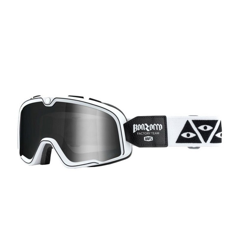 100% Fa20 Barstow Goggle Bonzorro - Mirror Silver Lens - Gogle Barstow Kolor Czarny/Biały Szybka Srebrne Lustro