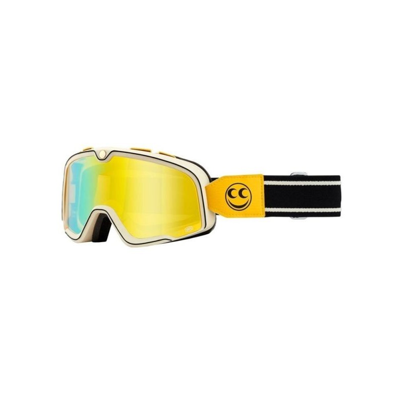 100% Fa20 Barstow Goggle See See - Flash Yellow Lens - Gogle Barstow Kolor Beżowy/Czarny/PomarańCzowy Szybka Żółta