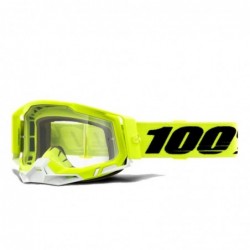 100% Fa20 Gogle Racecraft 2 Kolor Żółty Fluo/Czarny/Biały Szybka Przeźroczysta