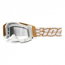 100% Sp21 Racecraft 2 Goggle Mayfair - Clear Lens - Gogle Racecraft 2 Kolor Biały/Złoty Szybka Przeźroczysta