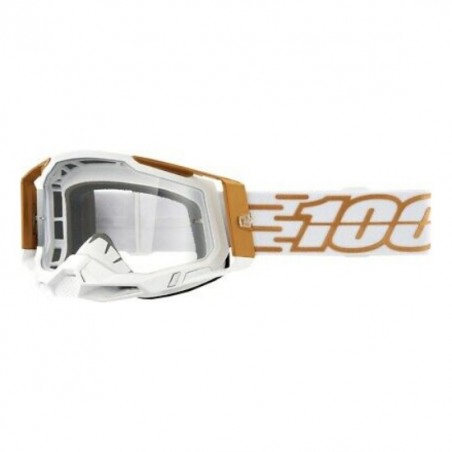 100% Sp21 Racecraft 2 Goggle Mayfair - Clear Lens - Gogle Racecraft 2 Kolor Biały/Złoty Szybka Przeźroczysta