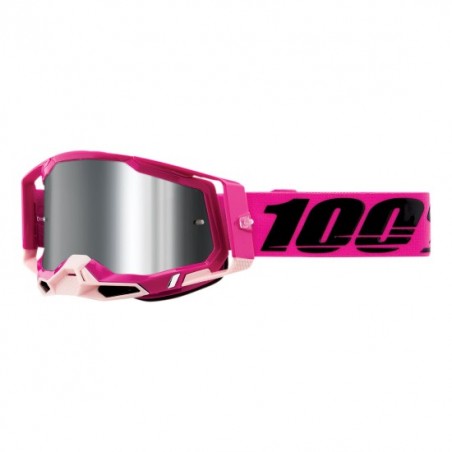 100% Sp21 Racecraft 2 Goggle Maho - Silver Flash Lens - Gogle Racecraft 2 Kolor Różowy/Czarny Szybka Srebrne Lustro