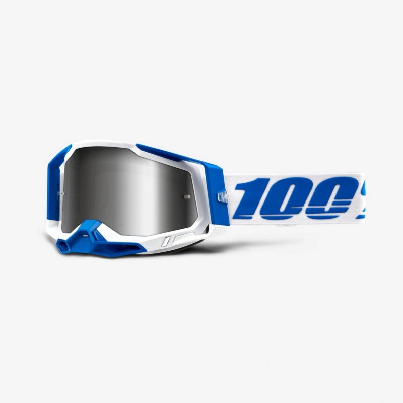 100% Fa21 Gogle Racecraft 2 Isola - Flash Silver Lens Kolor Biały/Niebieski Szybka Srebrne Lustro