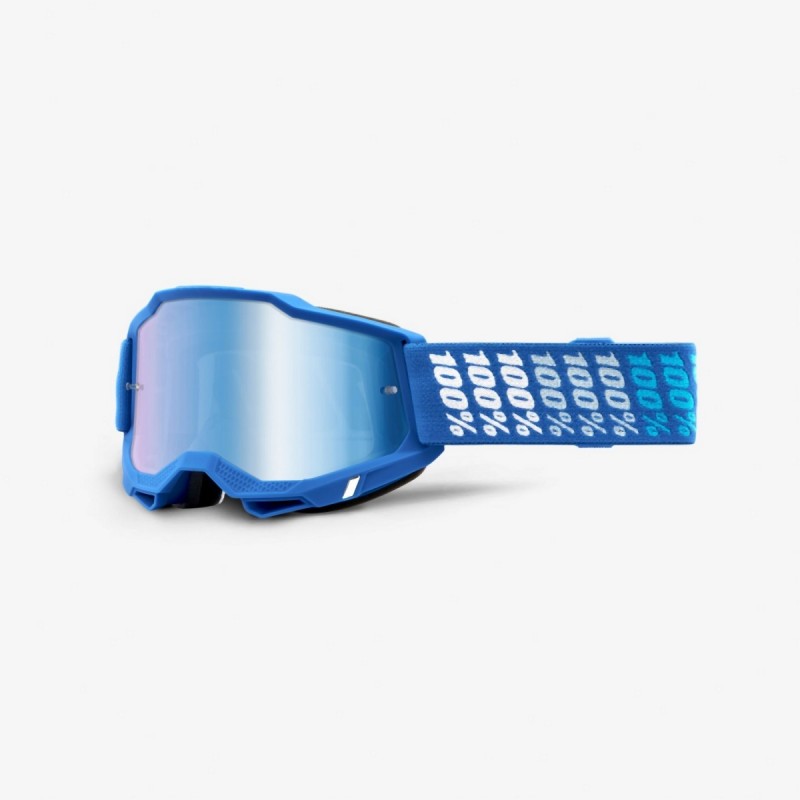 100% Fa21 Gogle Accuri 2 Yarger - Mirror Blue Lens Kolor Niebieski/Biały Szybka Niebieskie Lustro