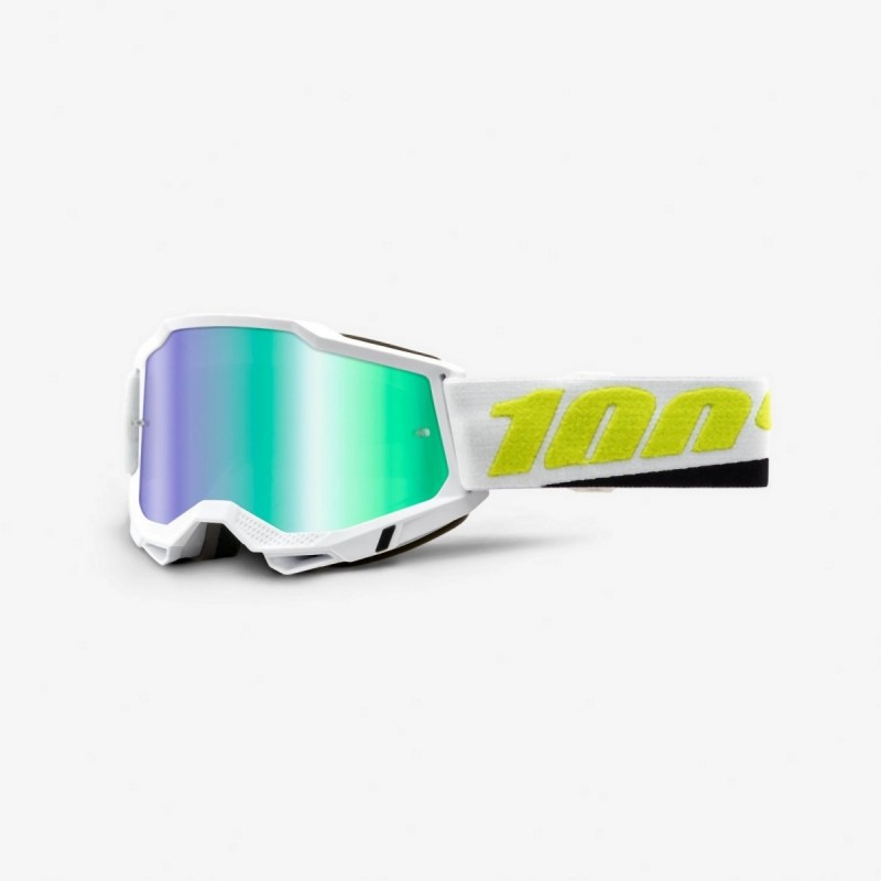 100% Fa21 Gogle Accuri 2 Peyote - Mirror Green Lens Kolor Biały/Czarny/Żółty Szybka Zielone Lustro
