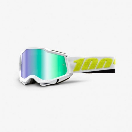 100% Fa21 Gogle Accuri 2 Peyote - Mirror Green Lens Kolor Biały/Czarny/Żółty Szybka Zielone Lustro