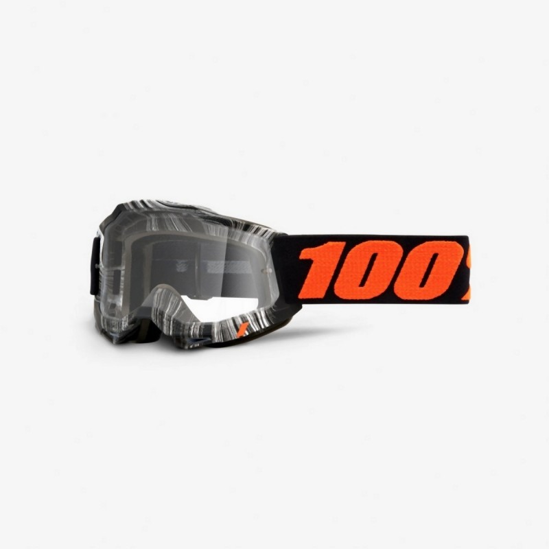 100% Fa21 Gogle Accuri 2 Youth Geospce - Clear Lens Kolor Czarny/Biały/PomarańCzowy Szybka Przeźroczysta