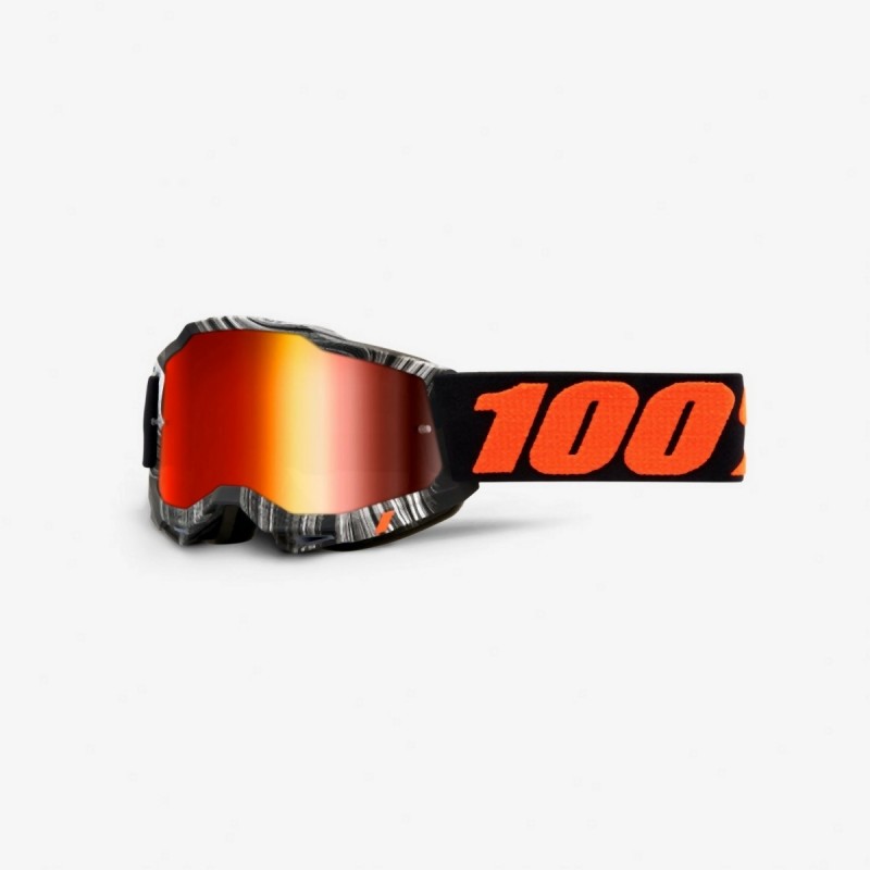 100% Fa21 Gogle Accuri 2  Kolor Czarny/Biały/PomarańCzowy Szybka Czerwone Lustro