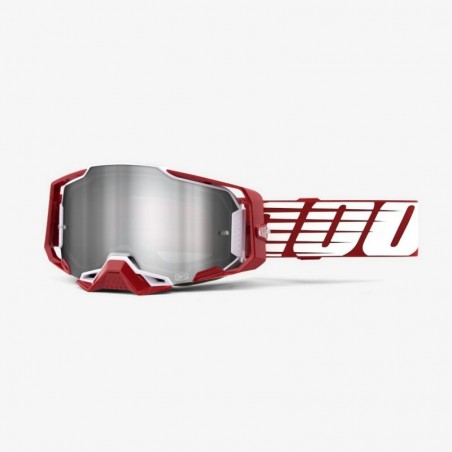 100% Fa21 Gogle Armega Oversized Deep Red - Flash Silver Lens Kolor Czerwony/Biały/Szary Szybka Srebrne Lustro