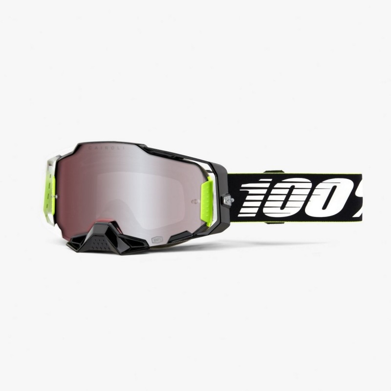 100% Fa21 Gogle Armega Racr - Hiper Silver Mirror Lens Kolor Czarny/Biały Szybka Srebrne Lustro